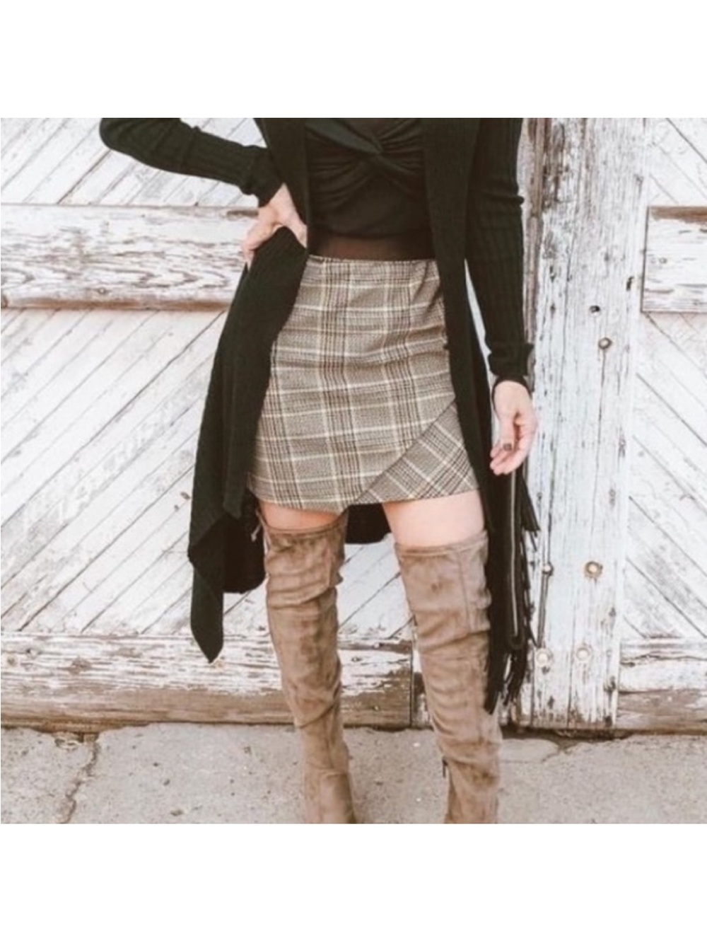 CaBi pastime plaid stretchy miniskirt L